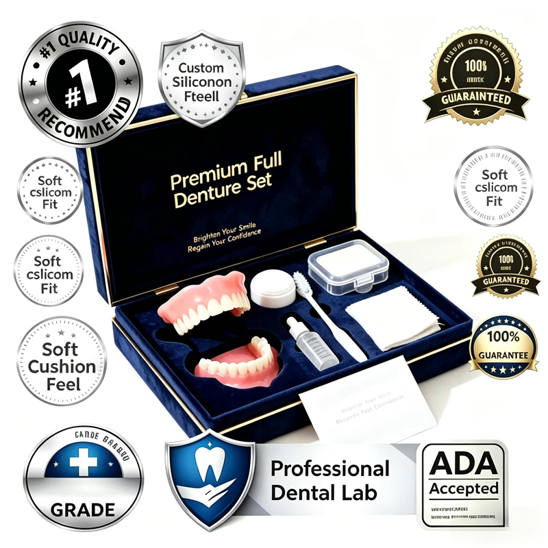 Teeth Whitening Instant - Natural Cosmetic Denture Kit Realistic Upper